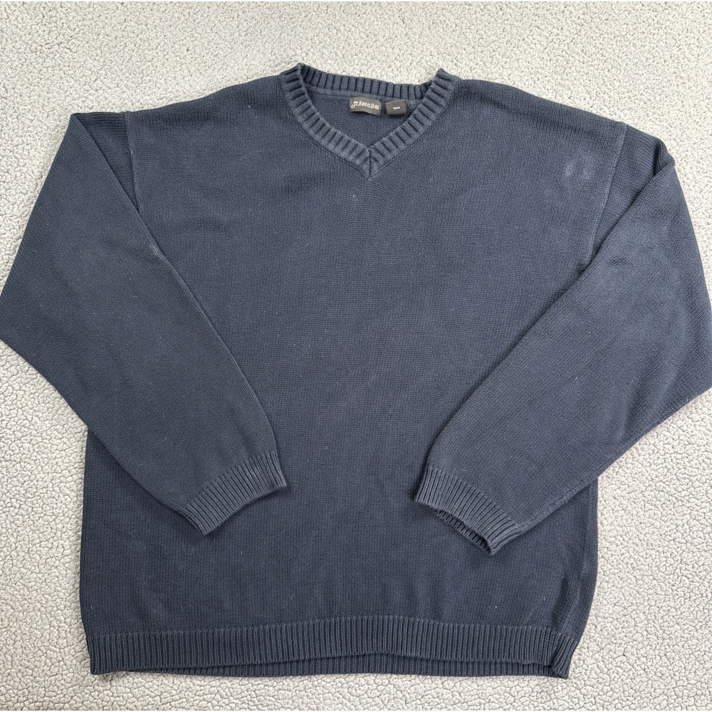 VTG 90s St Johns Bay Sweater Men 2XL Blue Heavyweight Cotton